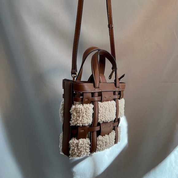 Zara Faux Sherpa & Leather Crossbody Bag - Picture 2 of 5